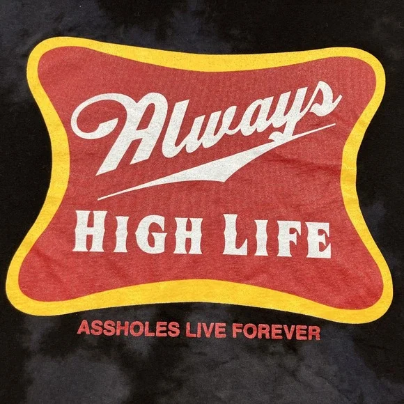 A-holes Live Forever‎ Shirt Mens Medium Always High Life Graphic Acid Wash Kiril - Picture 2 of 8
